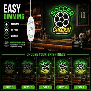 Enseignes néon LED « Soccer Cheers » à intensité variable, alimentées par USB, lumière d'ambiance, décoration de vitrine, lumière indicatrice de rue, personnalisable - Product Image 3