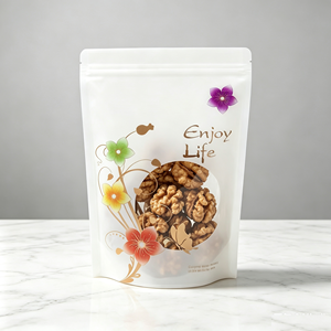 Bolsa de Embalaje para Alimentos con Cierre de Cremallera y Ventana Transparente, Diseño Floral Colorido, para Almacenamiento de Alimentos Secos, Nueces, Dátil, Melón, Blanco - Product Image 4