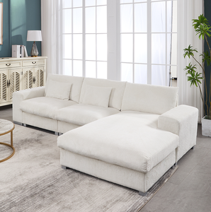 Modern Nordic L-Shaped Polyester <b>Sofa</b> <b>Bed</b> Set with Memory Foam Wooden Legs-Modular <b>Sofa</b> for Living Room - Product Image 1