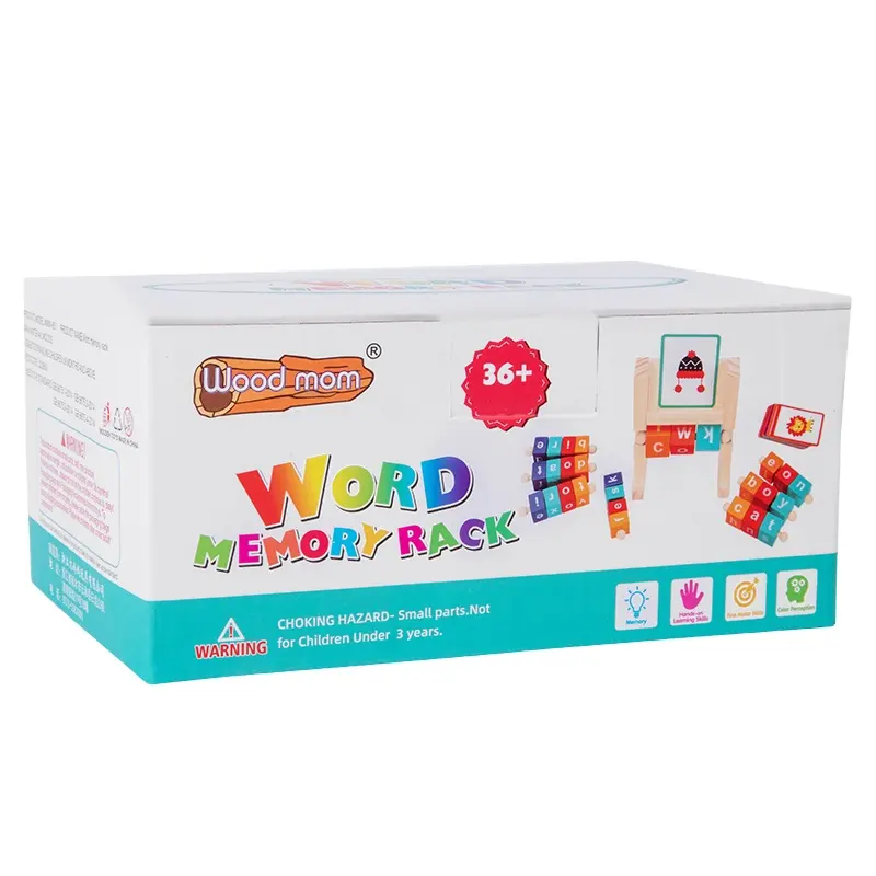 Children wooden spelling words memory shelf toy shelf 26 letter English words early education cognitive building blocks for kid