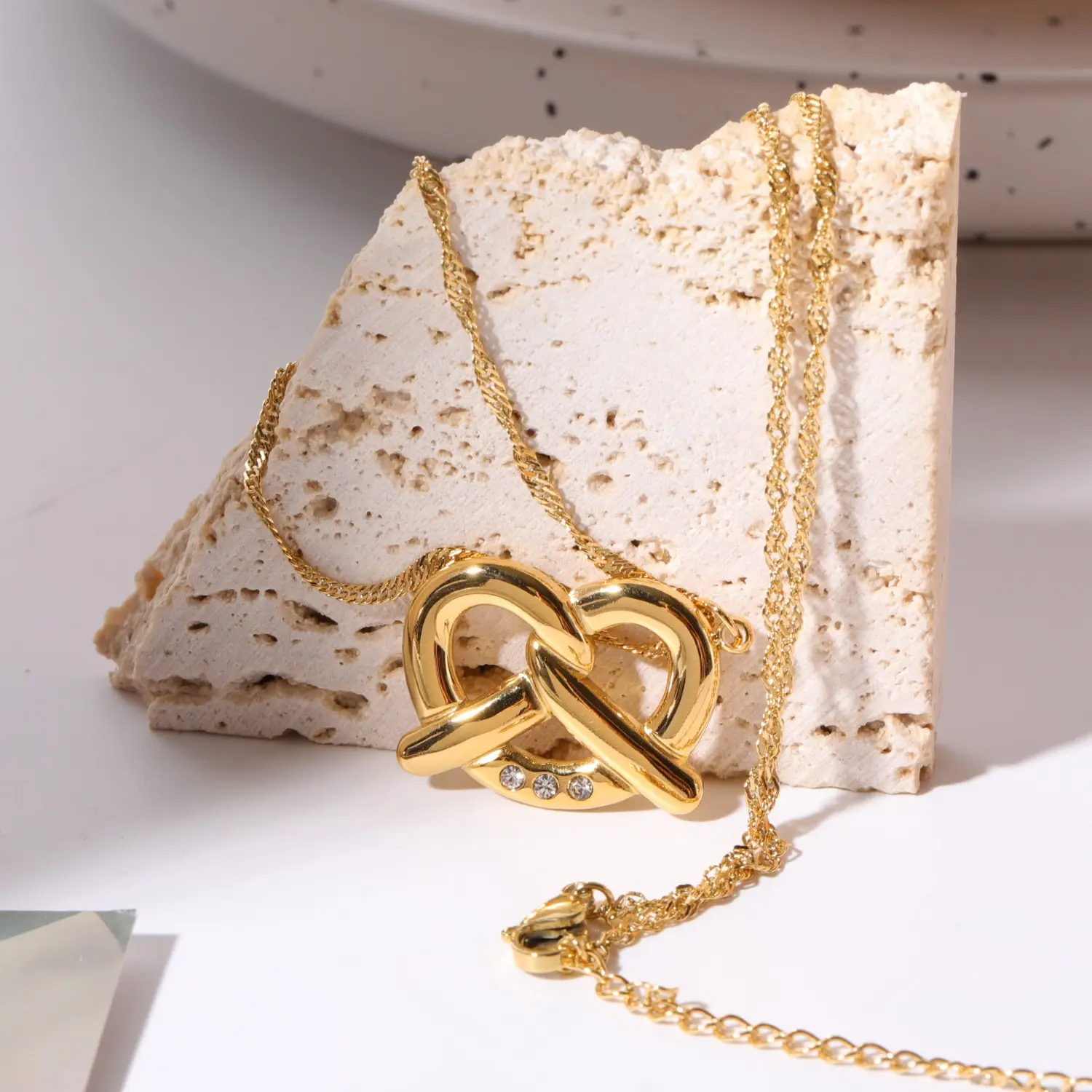 Butterfly Cookie Necklace Gourmet Bread Pendant Stainless Steel Collarbone Chain Necklace Genuine Gold Plated Color Retention