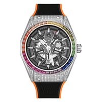 HANBORO-Montre mécanique entièrement automatique pour homme, bracelet lumineux en silicone, étanche, design élégant