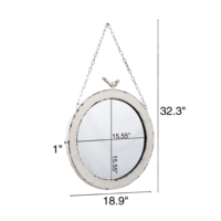 Miroirs muraux décoratifs bon marché faits à la main pour mariage avec cadre en bois Miroir mural rond suspendu pour oiseau en bois avec chaîne