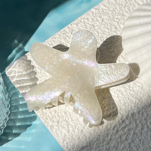 Nouvelle Pince à Cheveux Étoile de Mer Tendance Été, Mignonne et Brillante, en Acrylique Coloré, Pinces Requin en Résine et Métal, Accessoires pour Cheveux pour Femmes - Product Image 4