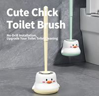 Ensemble de brosses WC à long manche Fun Find, support de style dessin animé, outil de nettoyage de cuvettes de toilettes pour usage domestique