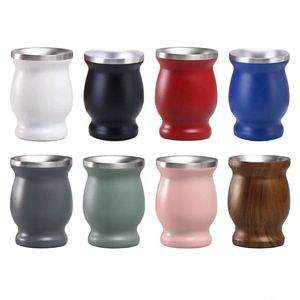Tasse à maté en acier inoxydable à double paroi de 8 oz avec paille bombilla, tasse à thé en forme de calebasse - Product Image 2