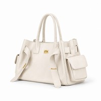 Sac fourre-tout grande capacité en PU couleur unie avec fermeture à loquet, mallette de luxe légère, sac à bandoulière multi-poches pour femme avec ceinture décorative