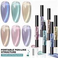 Stylo Gel Magnétique Effet Œil de Chat 3-en-1 : Base, Top Coat et Vernis Gel UV/LED Sans Résidu, Sans HEMA, CPNP, Effet 3D, Idéal Débutant DIY à Domicile