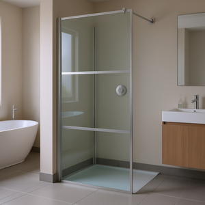 Paroi de douche walk-in en verre ESG transparent 35,4x76,8 pouces avec cadre argenté pour portes de salle de bain - Product Image 2