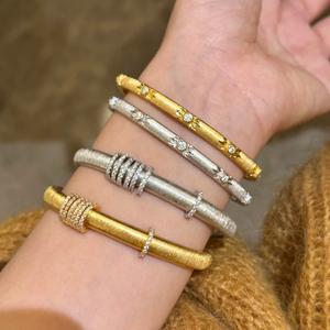 Bracciale di lusso di fascia alta italiana braccialetto intrecciato in oro intrecciato braccialetto in oro spazzolato in rame artigianale festa di nozze - Product Image 1