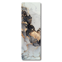 Tapis de yoga en PU et caoutchouc naturel, imprimé numérique UV personnalisé, motif marbre noir et or, antidérapant, écologique, épaisseur 4-5 mm, 185 cm