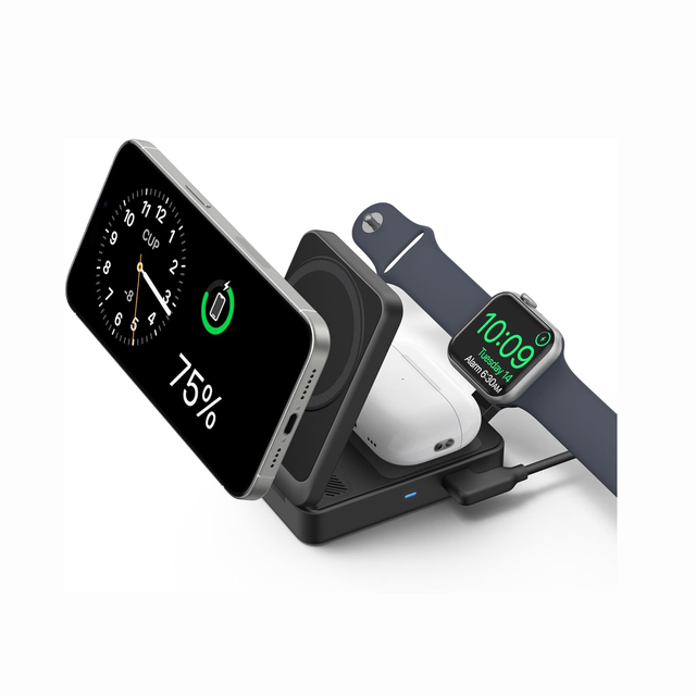 Anker 3 in 1 Charging Station Wireless Charger Stand Qi2 Certified 15W Foldable Charger for iPhone 16 15 14