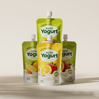 Pochettes Personnalisées de Qualité Alimentaire en Nylon de 100 ml pour Boissons, Yogourt, Jus de Fruits, Forme Unique, Sachet Stérilisable avec Bec Verseur