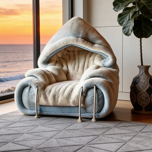 लक्जरी हूडेड नकली फर आलसी सोफा आरामदायक क्लाउड जैसा कि लिविंग रूम लिविंग रूम, होटल लॉबी रिसेप्शन, आर्ट सोफा - Product Image 2