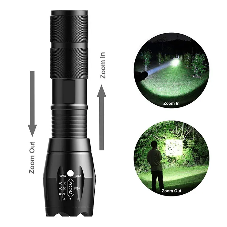 High Power Rechargeable Hunting Camping FlashLights Outdoor Waterproof Micro USB Powerful Torch LED Zoom Tactical Flashlight