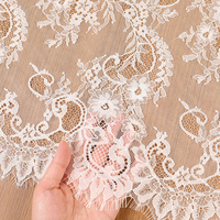 Tissu de Robe de Mariée Écologique Fait Main, Tissé, Sexy, Brillant, Dentelle Plate 3D, Dentelle Chantilly, Broderie Française, Dentelle en Tulle Perlée