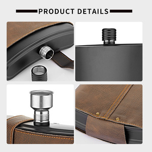 Bình rượu vang Nga, thép không gỉ 304, xách tay, da thật dày, chai Tinh thần trắng 88 ounce, dung tích ngoài trời lớn - Product Image 4