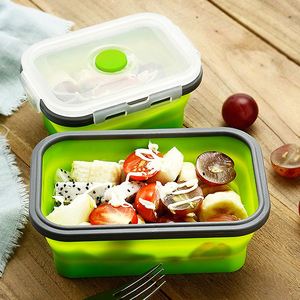 4pcs/set Silicone <b>Lunch</b> <b>Box</b> Collapsible Portable <b>Box</b> Bowl <b>Bento</b> Boxes Folding Food Container 350/500/800/1200ml Eco-Friendly - Product Image 5