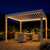 Angye - Gazebo de jardin motorisé en aluminium rectangulaire à lames orientables, minimaliste, électrique, LED, écologique, 3x4, décorations de jardin