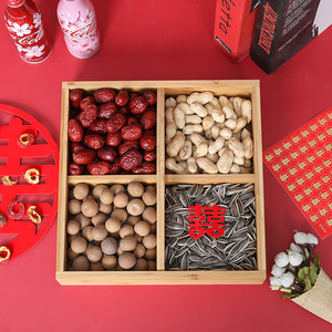 Bandeja de Almacenamiento de Madera Roja con Cuatro Compartimentos, Caja Rectangular para Dulces, Accesorios, Plato para Frutas, Tipo Vertical DS 1204 - Product Image 4