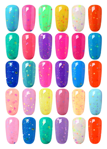 Personnalisation de la marque de <span class=keywords><strong>manucure</strong></span>, fabrication OEM ODM, fourniture d'usine, vernis gel Lollipop 24 couleurs, haute pigmentation naturelle, effet confettis - Product Image 2