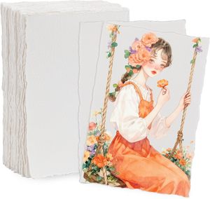 Papel de Acuarela Ecológico Hecho a Mano, Personalizable, 300 GSM, con Borde Decorativo, Papel Texturizado de Algodón, Invitaciones, Pastel al Óleo - Product Image 1