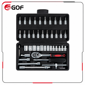 Set Kunci Soket Ratchet Baja Karbon 46pcs Tahan Lama, Set Kotak Peralatan Perbaikan Otomotif Multi-Fungsi, Kotak Keras, Dapat Disesuaikan, OEM - Product Image 1