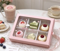 Boîte d'emballage en papier personnalisée avec logo pour tiroir à fenêtre, qualité alimentaire, compartimentée, pour desserts, gâteaux mochi, pour boulangerie, cadeaux et fêtes