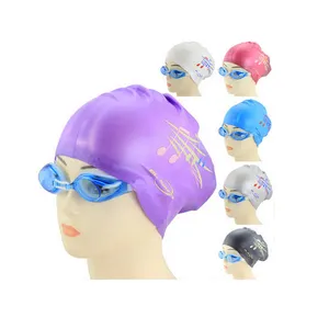 Cuffie da nuoto con stampa personalizzata cuffie da nuoto in Silicone pieno per capelli lunghi da donna