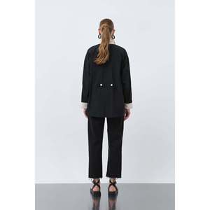 Women's Embroidered Front Parachute Back <b>Shirt</b> -32120GML - BLACK-BEIGE - Product Image 5