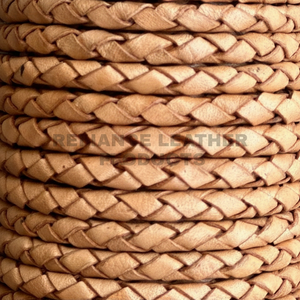 Cordon en cuir tressé rond naturel de 5 mm, très vendu, pour bracelets, colliers, pendentifs, fabrication de bijoux, fournisseur en gros - Product Image 1