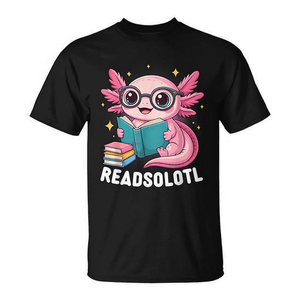 Readsolotl T-shirt Kawaii Axolotl Reading unisex per adulti, girocollo, manica corta, stampa digitale, ritorno a scuola, laurea - Product Image 3
