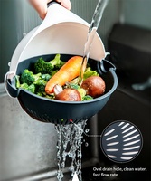 Accessoires de cuisine 9 en 1 Outils de cuisine multifonctions Hachoir à fruits Passoire à fruits et légumes Trancheuse Panier à eau d'égouttage