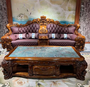 ชุดโซฟาห้องนั่งเล่นหนังสไตล์โบราณเฟอร์นิเจอร์หรูหราทำจากไม้มะเกลือ - Product Image 2
