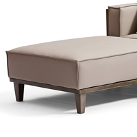 Massivholz rahmen Luxus-Sofa Große Leder gepolsterte Schnitts ofa L-förmige Couch mit extra breiter Chaise Lounge Wohnzimmer