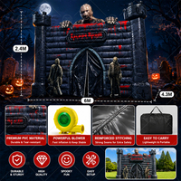 Maison hantée gonflable géante avec figurines de zombies, tente de labyrinthe d'horreur gonflable pour événements d'Halloween et décoration de jardin