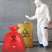 Sac d'autoclave pour déchets biologiques dangereux, autoclavable, rouge, avec poche kangourou, étiquette PE, transport, recyclable, antibactérien, sac de stérilisation