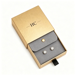 Caja de joyería de alta gama estilo caja de cerillas para pendientes, con bolsa de terciopelo, precio mayorista, caja rígida con cajón, venta directa de fábrica - Product Image 1