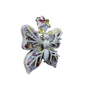 Custom 925 Silver <b>Butterfly</b> Pendant <b>Charm</b> with stylish Design Silver Plated & Moissanite Hip Hop Style jewelry - Product Image 1