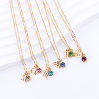 Collier pendentif en acier inoxydable plaqué or 18 carats de haute qualité, zircon, étanche, 12 signes du zodiaque, runes, cadeau tendance, bijoux