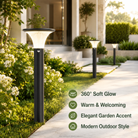 Lampadaire solaire LED 360 °   Lampadaire LED étanche à lumière douce pour aménagement paysager, parc, allée, pelouse, avec 3 ans de garantie