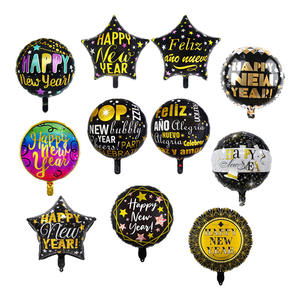 Ballon de décoration de fête du nouvel an de <span class=keywords><strong>18</strong></span> <span class=keywords><strong>pouces</strong></span> ballon happynewyear rond étoile à cinq branches météore ballon en feuille d'aluminium - Product Image 1