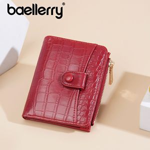 Baellerry Women's Short Wallet <b>Red</b> Crocodile Pattern Zipper Coin <b>Purse</b> Multifunctional Everyday Use - Product Image 1