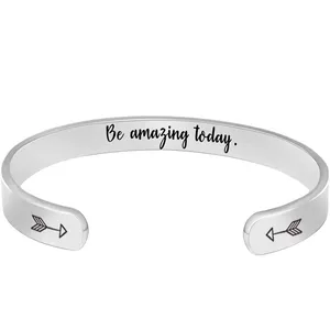 Inspirational Gifts Be Amazing Today Bracelets For Personalized Women Girls Birthday Friendship Jewelry Adjustable Cuff Bangle