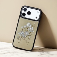 Étui de téléphone de luxe haut de gamme en TPU + verre pour iPhone 18 Pro Max 17 16 15 14 Pro, motif floral personnalisé, coque arrière antichoc