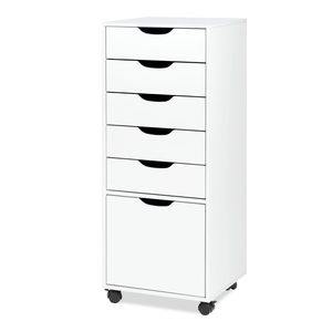 Schubladen kommode mit unterem Schrank, hohe Kommode mit Lenkrädern - Product Image 1
