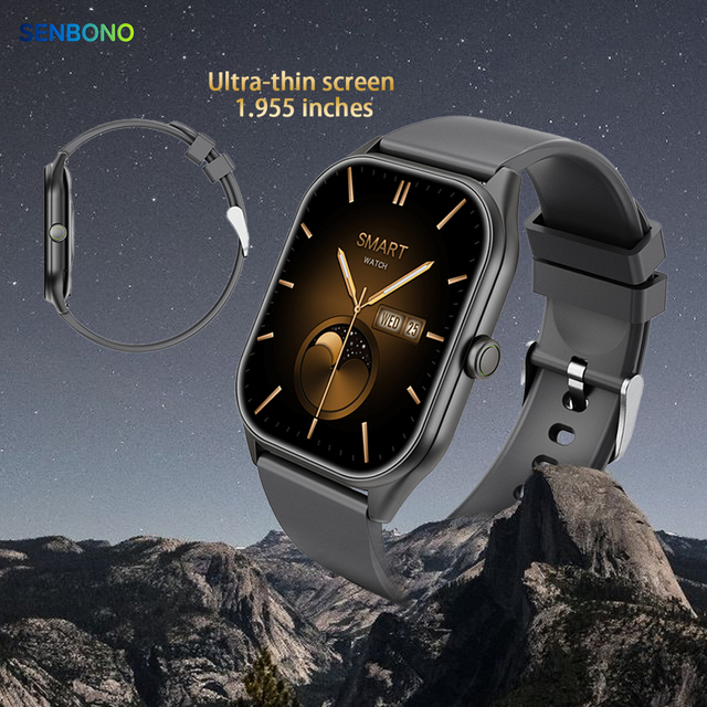 SENBONO T13 Smartwatch 1.955-inch Ultra-Thin TFT HD Screen Silicone IP68 Waterproof Women's Menstrual Cycle Sleep Tracker Wrist