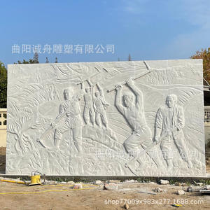 Sculpture murale en marbre blanc sculptée à la main, représentant une scène agricole, ornement décoratif extérieur, mur photo - Product Image 3