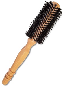 Brosse à cheveux ronde professionnelle en bois avec poils de sanglier naturels pour femmes et hommes - Product Image 2