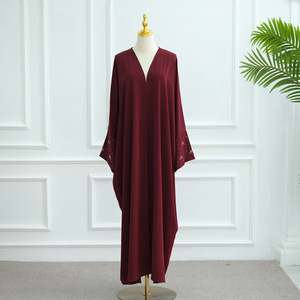 New Luxury Women Abaya With Stones Design Cardigan <strong>Robe</strong> Nida Fabric Beaded Bows Ladies <strong>Open</strong> Abaya - Product Image 6
